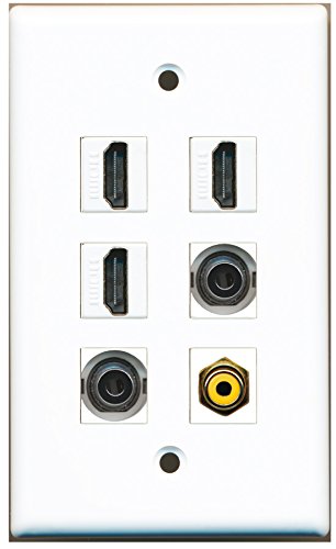 RiteAV - 3 HDMI 1 Port RCA Yellow 2 Port 3.5mm Wall Plate