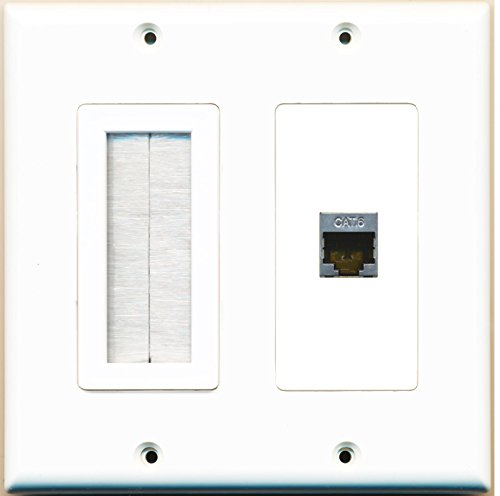 RiteAV (2 Gang Decorative) Mesh-Brush Shielded Cat6 Wall Plate White