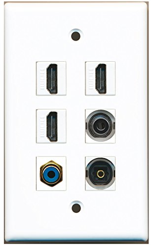 RiteAV - 3 HDMI 1 Port RCA Blue 1 Port Toslink 1 Port 3.5mm Wall Plate
