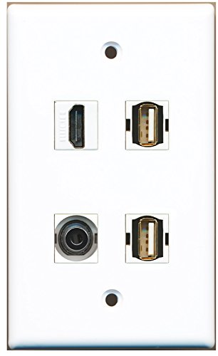 RiteAV - 1 Port HDMI 2 Port USB A-A 1 Port 3.5mm Wall Plate