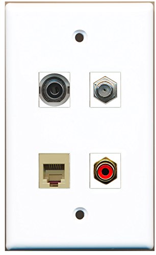 RiteAV - 1 Port RCA Red 1 Port Coax Cable TV- F-Type 1 Port Phone RJ11 RJ12 Beige 1 Port 3.5mm Wall Plate