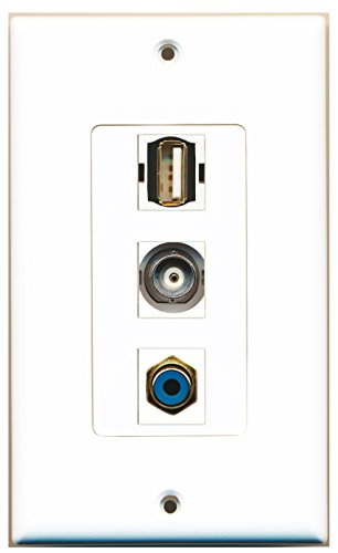 RiteAV - 1 Port RCA Blue and 1 Port USB A-A and 1 Port BNC Decorative Wall Plate Decorative