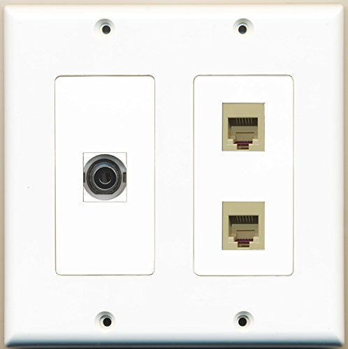 RiteAV - 2 Port Phone RJ11 RJ12 Beige 1 Port 3.5mm - 2 Gang Wall Plate
