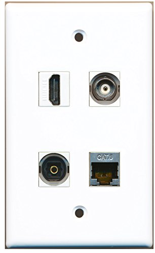 RiteAV - 1 Port HDMI 1 Port Shielded Cat6 Ethernet 1 Port Toslink 1 Port BNC Wall Plate