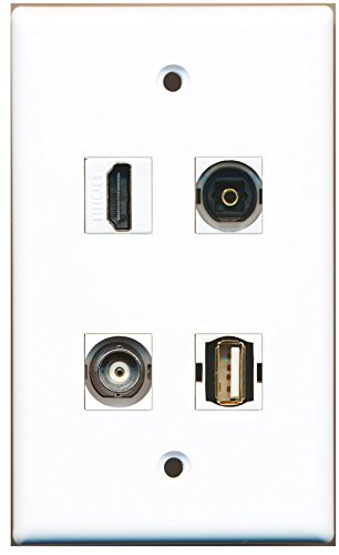 RiteAV - 1 Port HDMI 1 Port USB A-A 1 Port Toslink 1 Port BNC Wall Plate