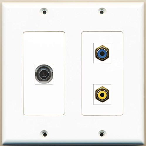 RiteAV - 1 Port RCA Yellow 1 Port RCA Blue 1 Port 3.5mm - 2 Gang Wall Plate