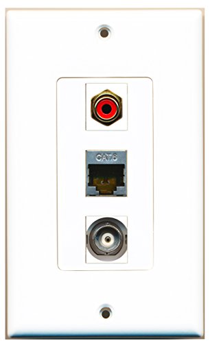 RiteAV - 1 Port RCA Red and 1 Port Shielded Cat6 Ethernet and 1 Port BNC Decorative Wall Plate Decorative