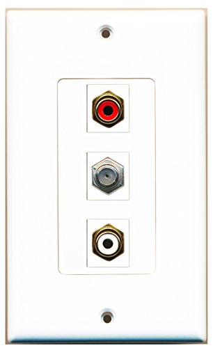 RiteAV - 1 Port RCA Red and 1 Port RCA White and 1 Port Coax Cable TV- F-Type Decorative Wall Plate Decorative