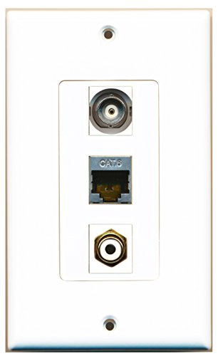 RiteAV - 1 Port RCA White and 1 Port Shielded Cat6 Ethernet and 1 Port BNC Decorative Wall Plate Decorative