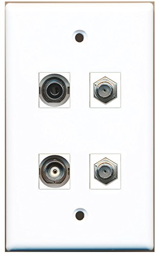 RiteAV - 2 Port Coax Cable TV- F-Type 1 Port 3.5mm 1 Port BNC Wall Plate