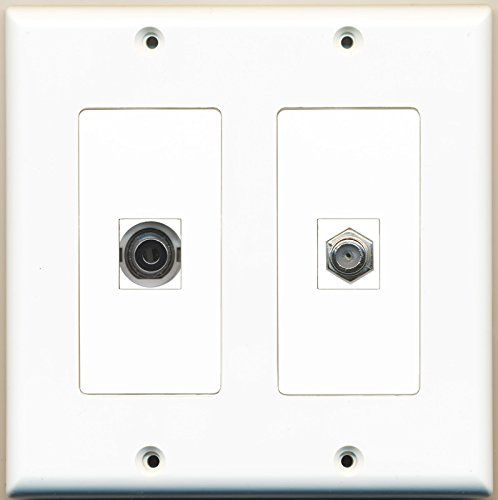 RiteAV - 1 Port Coax Cable TV- F-Type 1 Port 3.5mm - Dual Gang Wall Plate