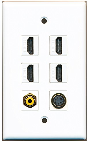 RiteAV - 4 HDMI 1 Port RCA Yellow 1 Port S-Video Wall Plate