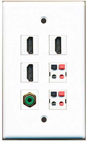 RiteAV - 3 HDMI 1 Port RCA Green 2 Port Speaker Wall Plate