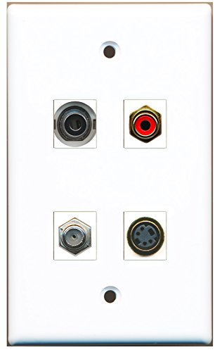 RiteAV - 1 Port RCA Red 1 Port Coax Cable TV- F-Type 1 Port S-Video 1 Port 3.5mm Wall Plate