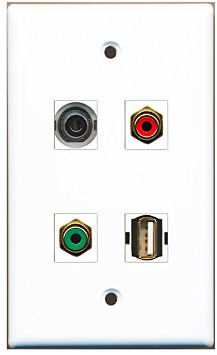 RiteAV - 1 Port RCA Red 1 Port RCA Green 1 Port USB A-A 1 Port 3.5mm Wall Plate