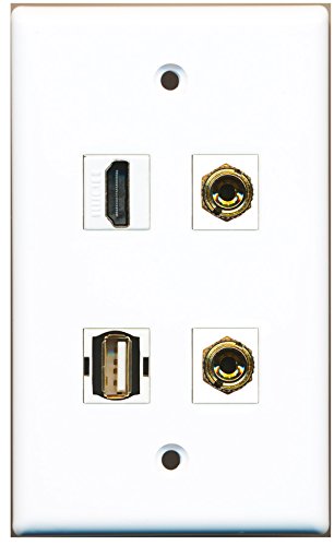 RiteAV - 1 Port HDMI 1 Port USB A-A 2 Port Banana Speaker Wall Plate