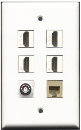 RiteAV - 4 Port HDMI 1 Phone RJ11 RJ12 Beige 1 BNC Wall Plate