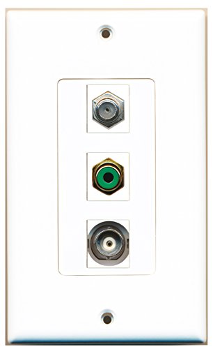 RiteAV - 1 Port RCA Green and 1 Port Coax Cable TV- F-Type and 1 Port BNC Decorative Wall Plate Decorative