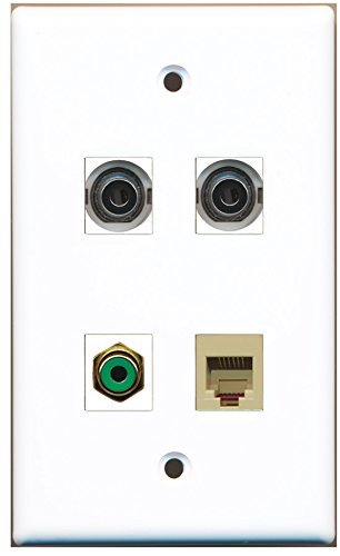 RiteAV - 1 Port RCA Green 1 Port Phone RJ11 RJ12 Beige 2 Port 3.5mm Wall Plate