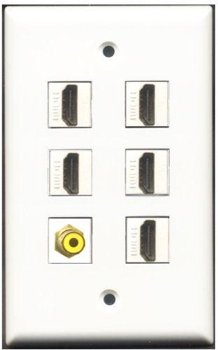 RiteAV - 5 Port HDMI 1 RCA Yellow Wall Plate