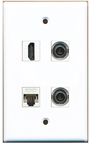 RiteAV - 1 Port HDMI 2 Port 3.5mm 1 Port Cat5e Ethernet White Wall Plate
