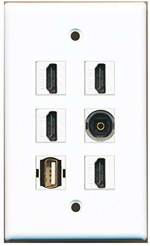 RiteAV - 4 HDMI 1 Port USB A-A 1 Port Toslink Wall Plate