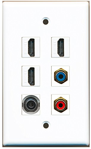 RiteAV - 3 HDMI 1 Port RCA Red 1 Port RCA Blue 1 Port 3.5mm Wall Plate