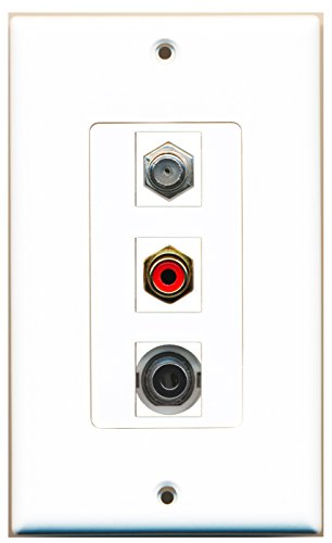 RiteAV - 1 Port RCA Red and 1 Port Coax Cable TV- F-Type and 1 Port 3.5mm Decorative Wall Plate Decorative