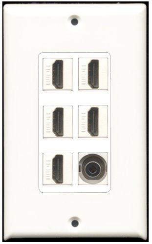 RiteAV - 5 Port HDMI 1 3.5mm Wall Plate White