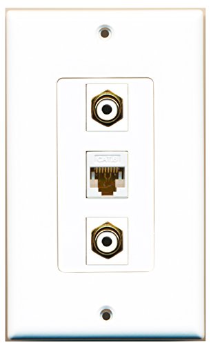RiteAV - 2 Port RCA White and 1 Port Cat6 Ethernet White Decorative Wall Plate Decorative