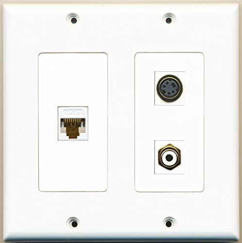 RiteAV - 1 Port RCA White 1 Port S-Video 1 Port Cat6 Ethernet White - 2 Gang Wall Plate