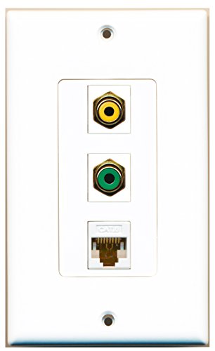 RiteAV - 1 Port RCA Yellow and 1 Port RCA Green and 1 Port Cat6 Ethernet White Decorative Wall Plate Decorative