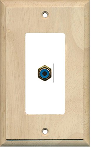 RiteAV - 1 RCA Blue for Subwoofer Audio Port Wall Plate Decorative - Wood/White