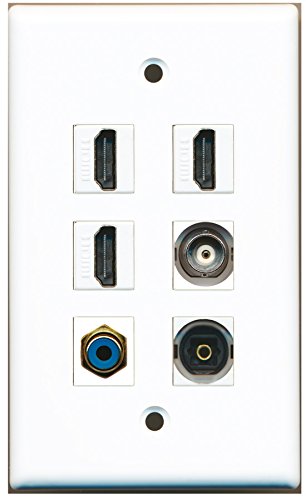 RiteAV - 3 HDMI 1 Port RCA Blue 1 Port Toslink 1 Port BNC Wall Plate