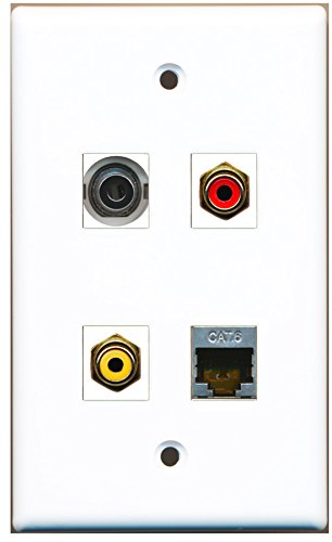 RiteAV - 1 Port RCA Red 1 Port RCA Yellow 1 Port Shielded Cat6 Ethernet 1 Port 3.5mm Wall Plate