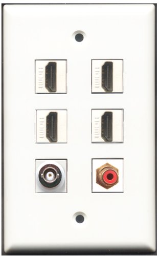 RiteAV - 4 Port HDMI 1 RCA Red 1 BNC Wall Plate