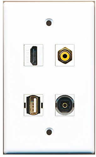 RiteAV - 1 Port HDMI 1 Port RCA Yellow 1 Port USB A-A 1 Port Toslink Wall Plate