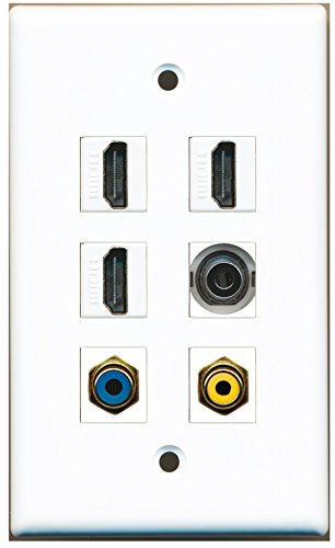RiteAV - 3 HDMI 1 Port RCA Yellow 1 Port RCA Blue 1 Port 3.5mm Wall Plate