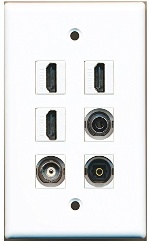 RiteAV - 3 HDMI 1 Port Toslink 1 Port 3.5mm 1 Port BNC Wall Plate