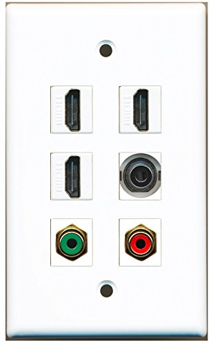 RiteAV - 3 HDMI 1 Port RCA Red 1 Port RCA Green 1 Port 3.5mm Wall Plate