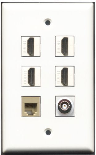 RiteAV - 4 Port HDMI 1 Phone RJ11 RJ12 Beige 1 BNC Wall Plate