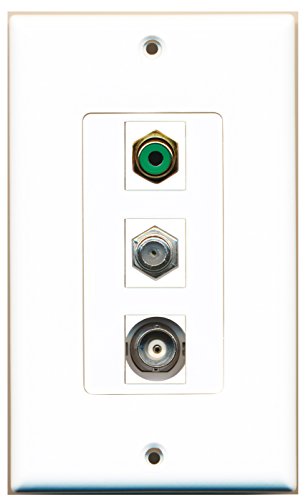 RiteAV - 1 Port RCA Green and 1 Port Coax Cable TV- F-Type and 1 Port BNC Decorative Wall Plate Decorative