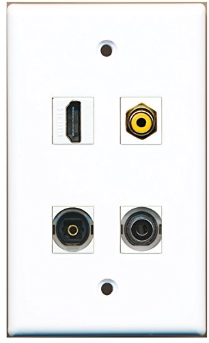 RiteAV - 1 Port HDMI 1 Port RCA Yellow 1 Port Toslink 1 Port 3.5mm Wall Plate
