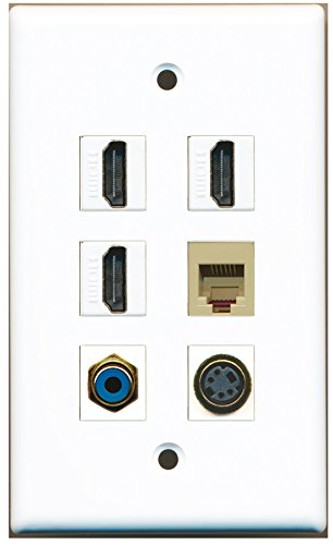 RiteAV - 3 HDMI 1 Port RCA Blue 1 Port Phone RJ11 RJ12 Beige 1 Port S-Video Wall Plate
