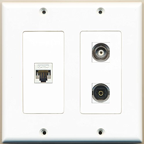 RiteAV - 1 Port Toslink 1 Port BNC 1 Port Cat5e Ethernet White - 2 Gang Wall Plate