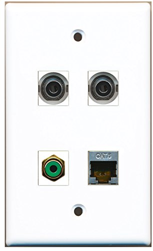 RiteAV - 1 Port RCA Green 1 Port Shielded Cat6 Ethernet 2 Port 3.5mm Wall Plate