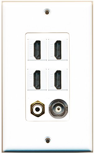 RiteAV - 4 Port HDMI 1 RCA White 1 BNC Wall Plate Decorative