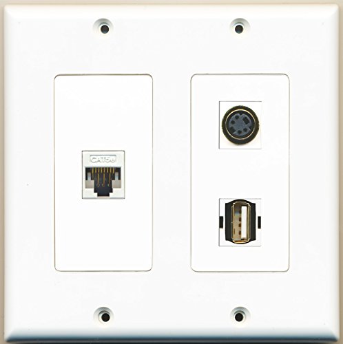 RiteAV - 1 Port USB A-A 1 Port S-Video 1 Port Cat5e Ethernet White - 2 Gang Wall Plate