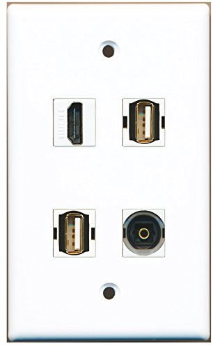 RiteAV - 1 Port HDMI 2 Port USB A-A 1 Port Toslink Wall Plate