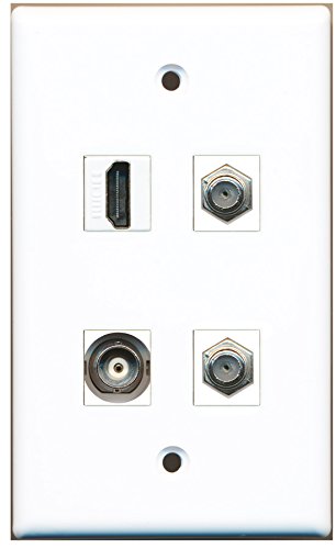 RiteAV - 1 Port HDMI 2 Port Coax Cable TV- F-Type 1 Port BNC Wall Plate